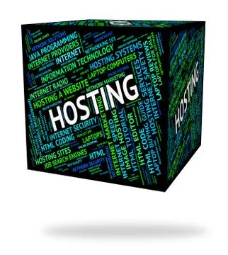 Hosting Word Means Text Webhosting And Computer Stock Illustration