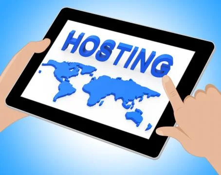 Hosting World Shows Earth Webhosting And Worldwide Tablet Stock Illustration
