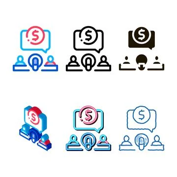 Hosts microphone dollar concepts icon outline Stock Illustration