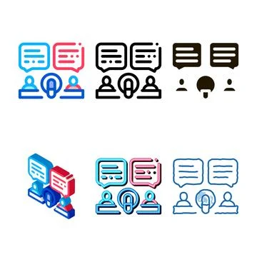 Hosts talk modern in microphone icon outline Stock-Illustration