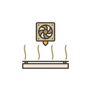 Hot 3d printer Table vector concept colored icon or symbol Stock Illustration