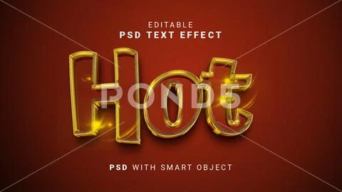 Hot 3d Text Effect Editable PSD Modello PSD