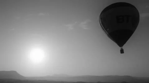 Hot air ballon flying backlight Stock Footage 9190230