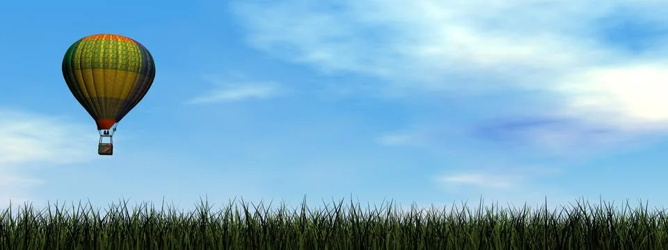 Hot air balloon - 3D render Stock Illustration