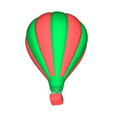 Hot air balloon.  3d Vector colorful illustration.3d isometric style. Stock Illustration