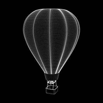 Hot air balloon. 3d Vector outline illustration. 스톡 일러스트