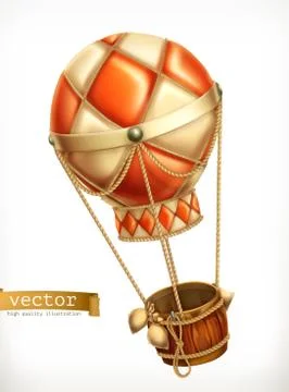 Hot air balloon, 3d vector icon Stock Illustration