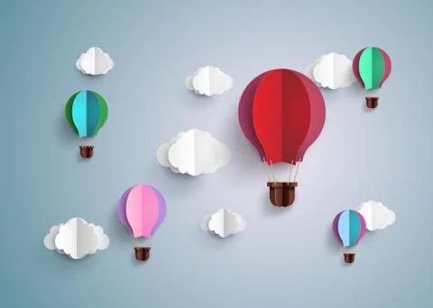 Hot air balloon and cloud. Stock Illustration