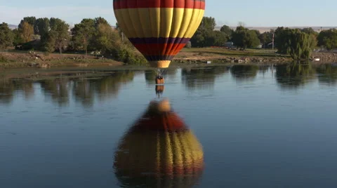 Hot Air Balloon and Reflection Stock Footage 67899252