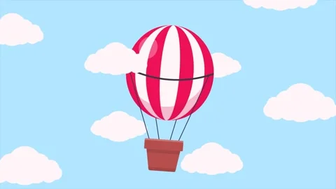 Hot Air Balloon Animation Floating in the Sky Stock Footage 323995063