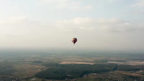 Hot Air Balloon Aproaching Stock Footage 129747677