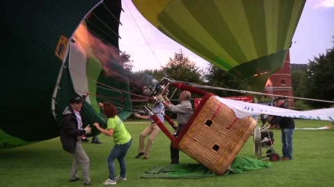 A hot air balloon blowing up Stock Footage 8760114