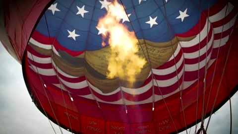 Hot Air Balloon Burner Blasting Fire: Close-Up Propane Flame Stock Footage 324521604