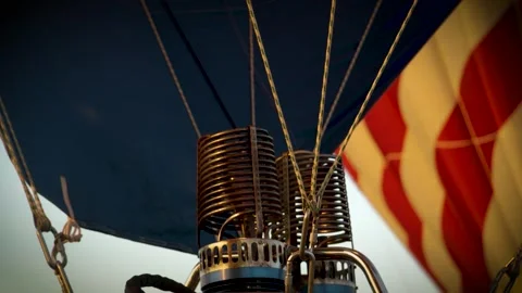 Hot Air Balloon Burner Blasting Fire: Close-Up Propane Flame Stock Footage 324521669
