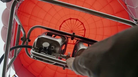 Hot air balloon burners gas Stock Footage