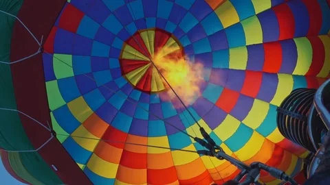 Hot air balloon burning fire Stock Footage 112521336