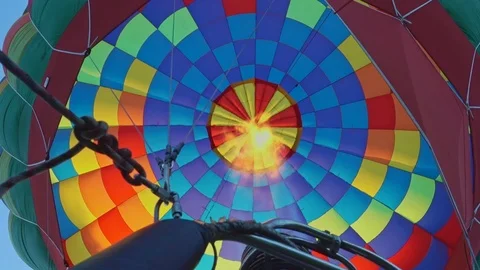 Hot air balloon burning fire Stock Footage 112521389