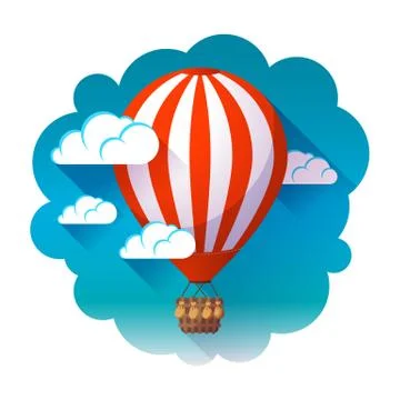 Hot air balloon in clouds vector. Stock Illustration