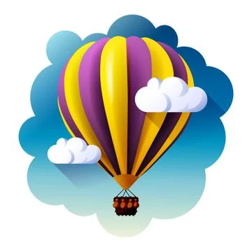 Hot air balloon in clouds vector. Stock Illustration