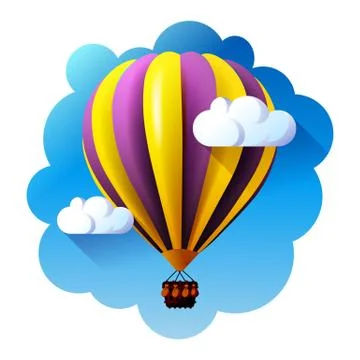 Hot air balloon in clouds vector. Stock Illustration