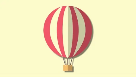 Hot Air Balloon cool vector appear animation on isolated background Stock Footage 140394233