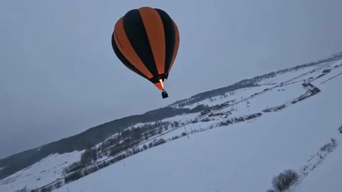 Hot Air Balloon, Dramatic Dynamic FPV Drone Aerial View of Aircraft Stock Footage 194554874