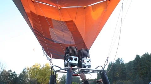 Hot air balloon fire Stock Footage 97137136