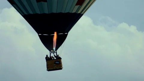 Hot air balloon with flame Stock Footage 79172898