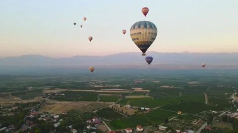 Hot air balloon flight at dawn in Turkey. Stock Footage 214862405
