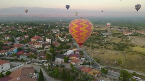 Hot air balloon flight at dawn in Turkey. Stock Footage 214865952