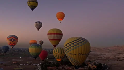 Hot Air Balloon Flight over Luxor, Egypt Stock Footage 334250322