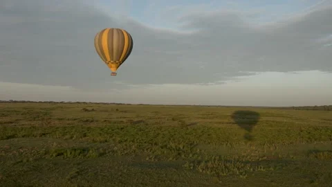 Hot Air Balloon Flight view over Great Migration at Ndutu, Serengeti, Tanzania 库存影片 330408952