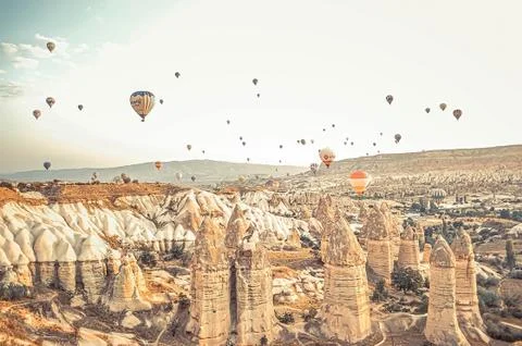 Hot Air Balloon Flights in Cappadocia , Turkey Stock Photos