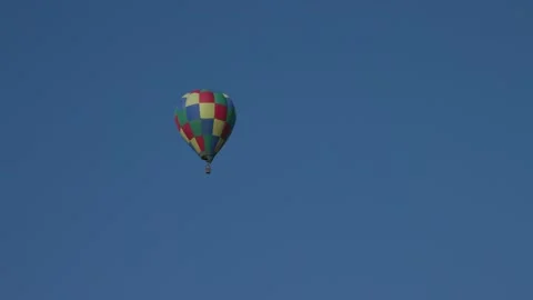 Hot Air Balloon floating up checkered colors Stock Footage 199871936