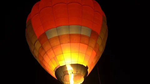 Hot air balloon getting ready for flight at night,  Pushkar, Rajasthan, India Stock Footage 102595278