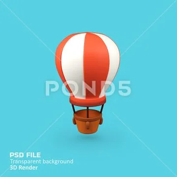 Hot air balloon isolated 3d render icon illustration PSD Template