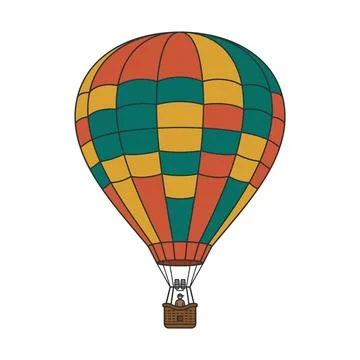 Hot air balloon isolated vector art, graphic resource for travel and advent.. Stock Illustration