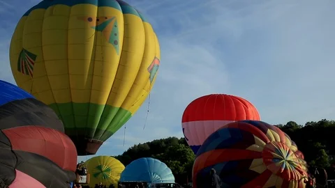 Hot Air Balloon Lifting Off Stock Footage 97070134