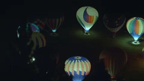 Hot Air Balloon Light Show Stock Footage