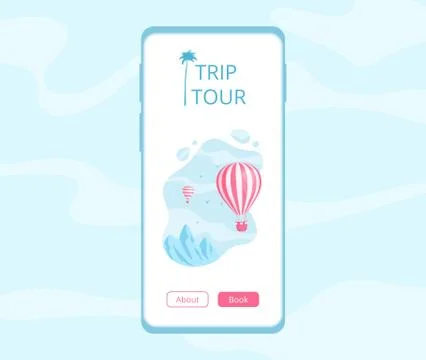Hot air balloon mobile application vector template Stock Illustration