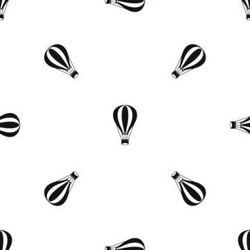 Hot air balloon pattern seamless black Stock Illustration