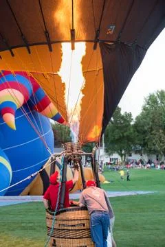 Hot Air Balloon Preparing for Launch Stock Photos