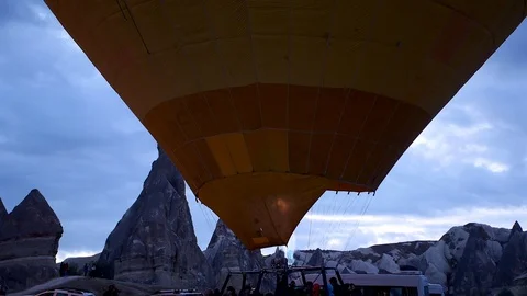 Hot air balloon preparing to leave,  fc01 Stock Footage 120605156