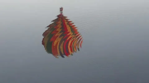 Hot air balloon reflection Stock Footage 10687127