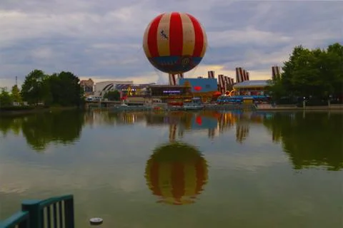 Hot air balloon Reflection  Stock Photos