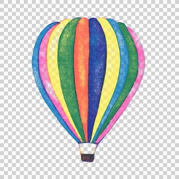 Hot air balloon risograph retro illustration Stock Illustration