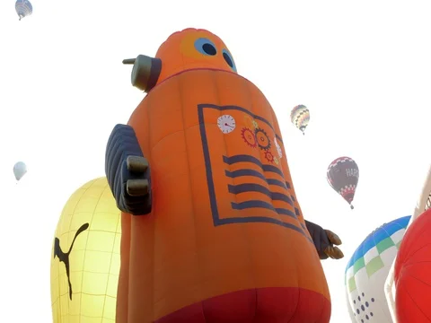 Hot Air Balloon Robot Stock Footage 128419816