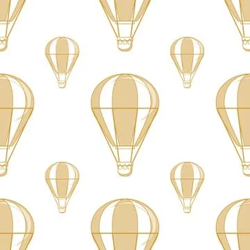 Hot air balloon seamless pattern on a white background. Stock Illustration