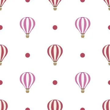 Hot Air Balloon Seamless Pattern Vector Stock Illustration