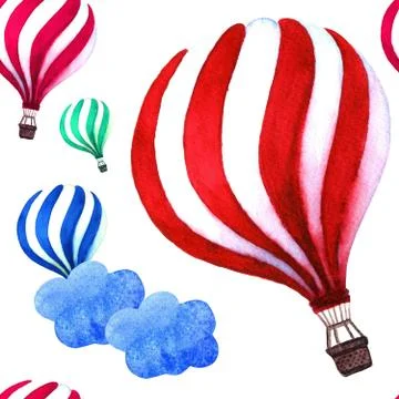 Hot air balloon in the sky with cloud background. Perfect for invitations,p.. Stock Illustration